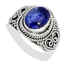 4.26cts solitaire natural blue tanzanite 925 sterling silver ring size 7 y74188