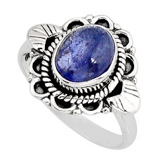 3.30cts solitaire natural blue tanzanite 925 sterling silver ring size 7 y75147