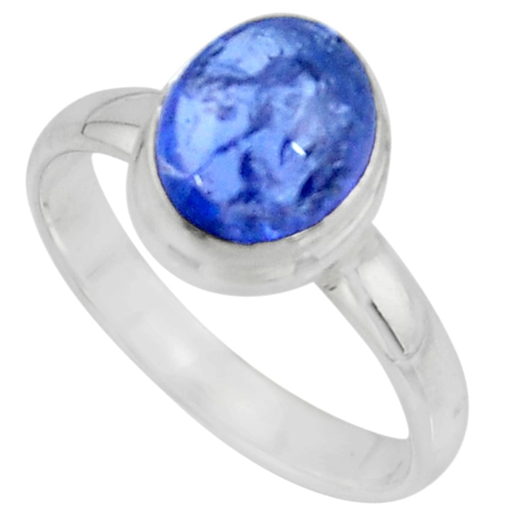 3.01cts solitaire natural blue tanzanite 925 sterling silver ring size 8 r51196