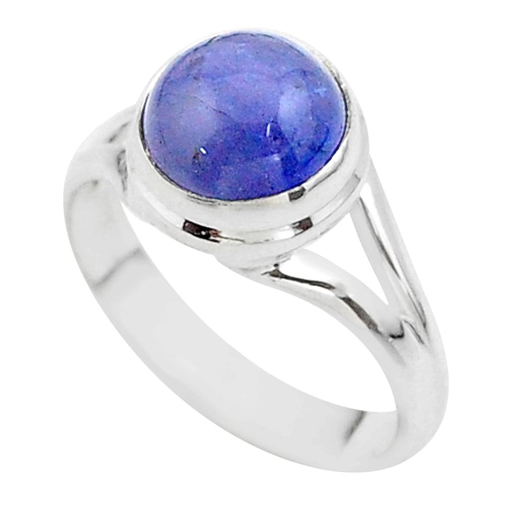 4.82cts solitaire natural blue tanzanite 925 sterling silver ring size 8 t44701