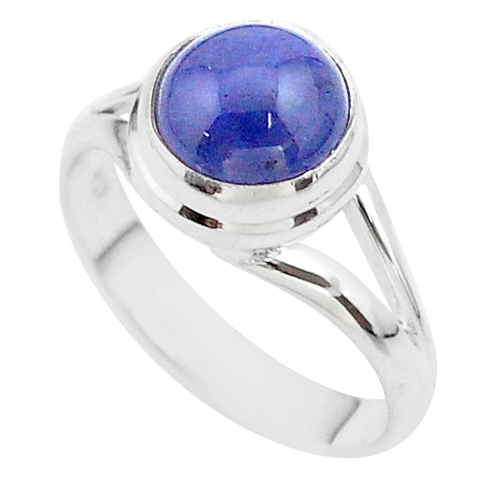 4.84cts solitaire natural blue tanzanite 925 sterling silver ring size 8 t44702