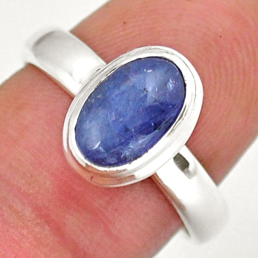 2.24cts solitaire natural blue tanzanite 925 sterling silver ring size 8 y16415