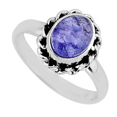 3.11cts solitaire natural blue tanzanite 925 sterling silver ring size 8 y72511