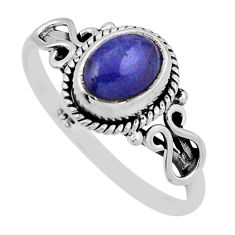 2.23cts solitaire natural blue tanzanite oval 925 silver ring size 8.5 n45041