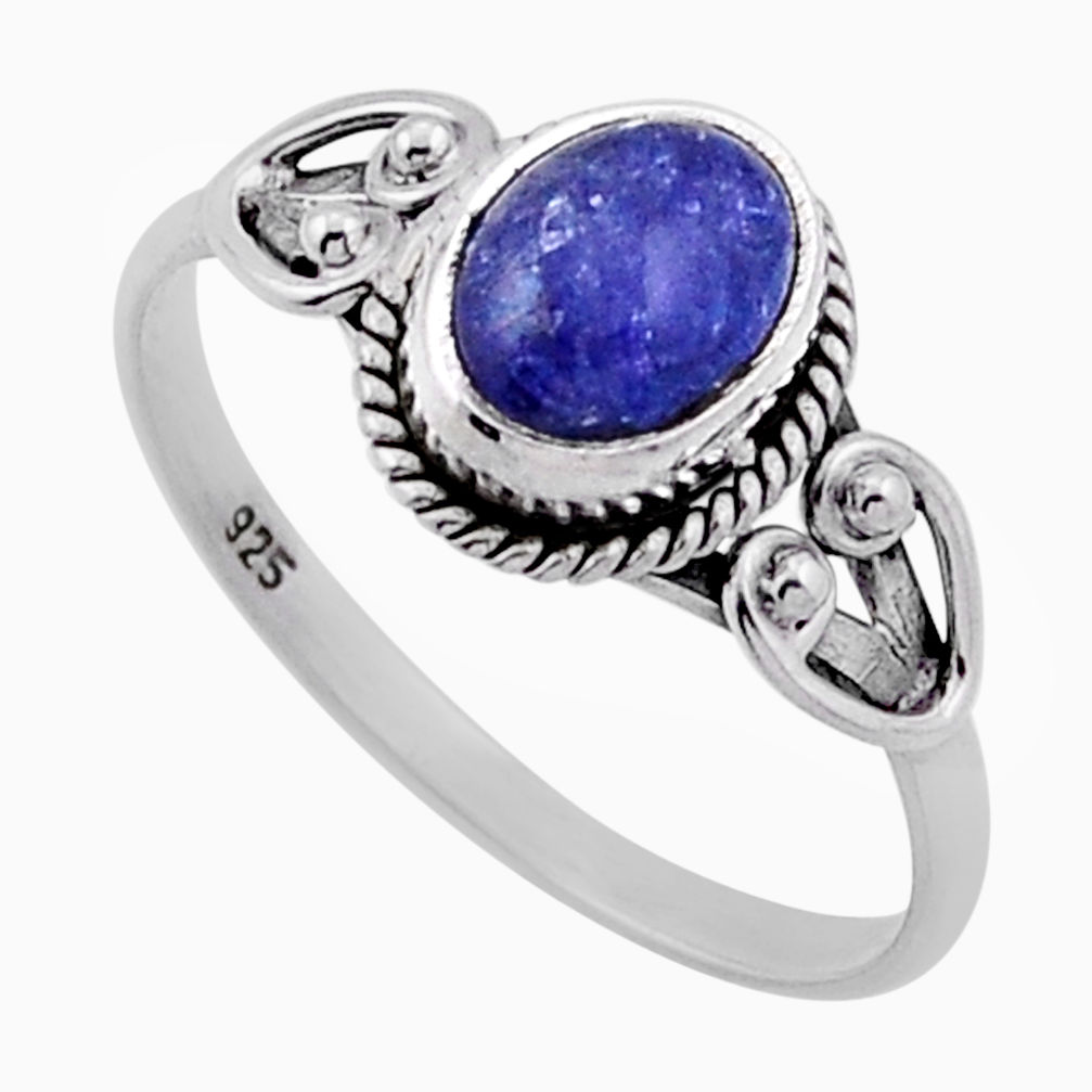 2.05cts solitaire natural blue tanzanite oval 925 silver ring size 8.5 n45508