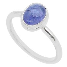 1.97cts solitaire natural blue tanzanite oval 925 silver ring size 6.5 u60781