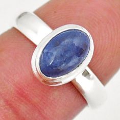 1.92cts solitaire natural blue tanzanite oval 925 silver ring size 6.5 y16414