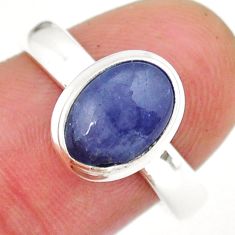 2.66cts solitaire natural blue tanzanite oval 925 silver ring size 8.5 y16416