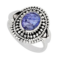 2.99cts solitaire natural blue tanzanite oval 925 silver ring size 6.5 y75148