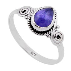 2.28cts solitaire natural blue tanzanite pear 925 silver ring size 8.5 n48161
