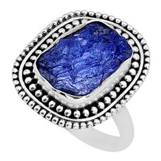 5.15cts solitaire natural blue tanzanite rough 925 silver ring size 7.5 y6602