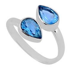 4.62cts solitaire natural blue topaz 925 silver adjustable ring size 10 n32893