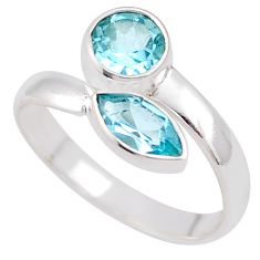 3.18cts solitaire natural blue topaz 925 silver adjustable ring size 8 t85679