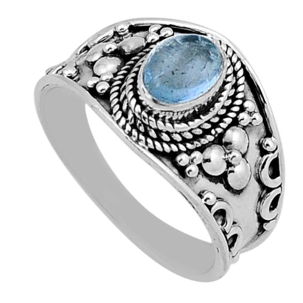 1.57cts solitaire natural blue topaz 925 sterling silver ring size 8.5 n42899