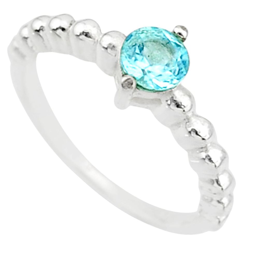 0.99cts solitaire natural blue topaz 925 sterling silver ring size 6 r87226