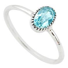 1.12cts solitaire natural blue topaz 925 sterling silver ring size 6 t30470