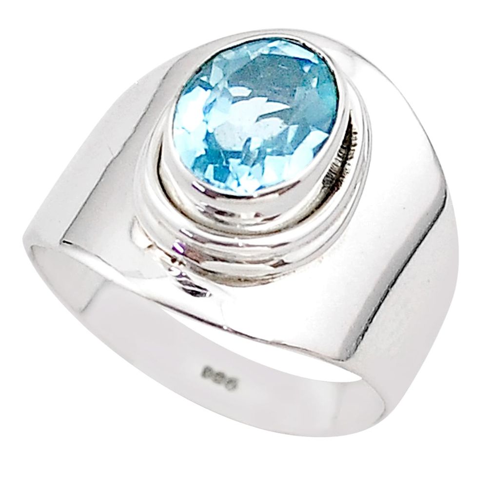 3.09cts solitaire natural blue topaz 925 sterling silver ring size 6 t67544