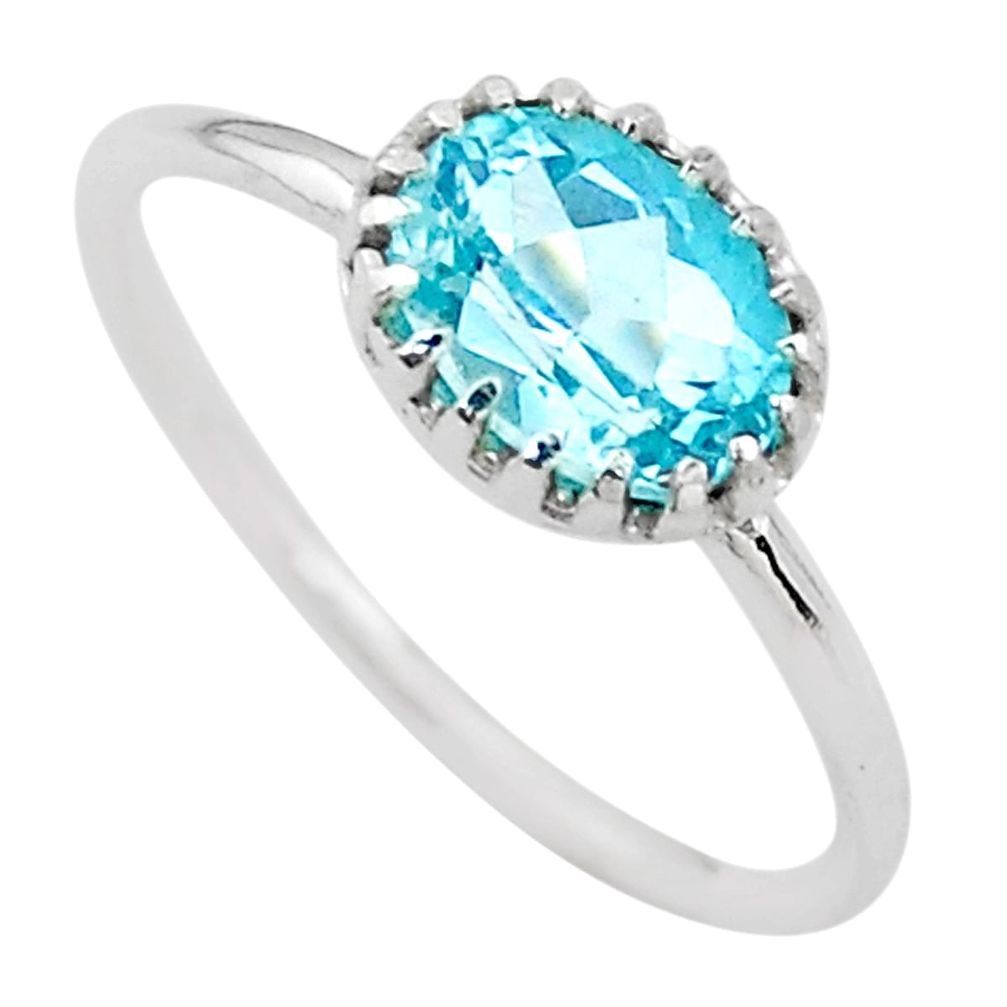 2.05cts solitaire natural blue topaz 925 sterling silver ring size 7 t22299