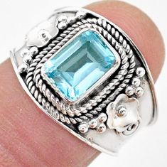 2.10cts solitaire natural blue topaz 925 sterling silver ring size 7 t75674