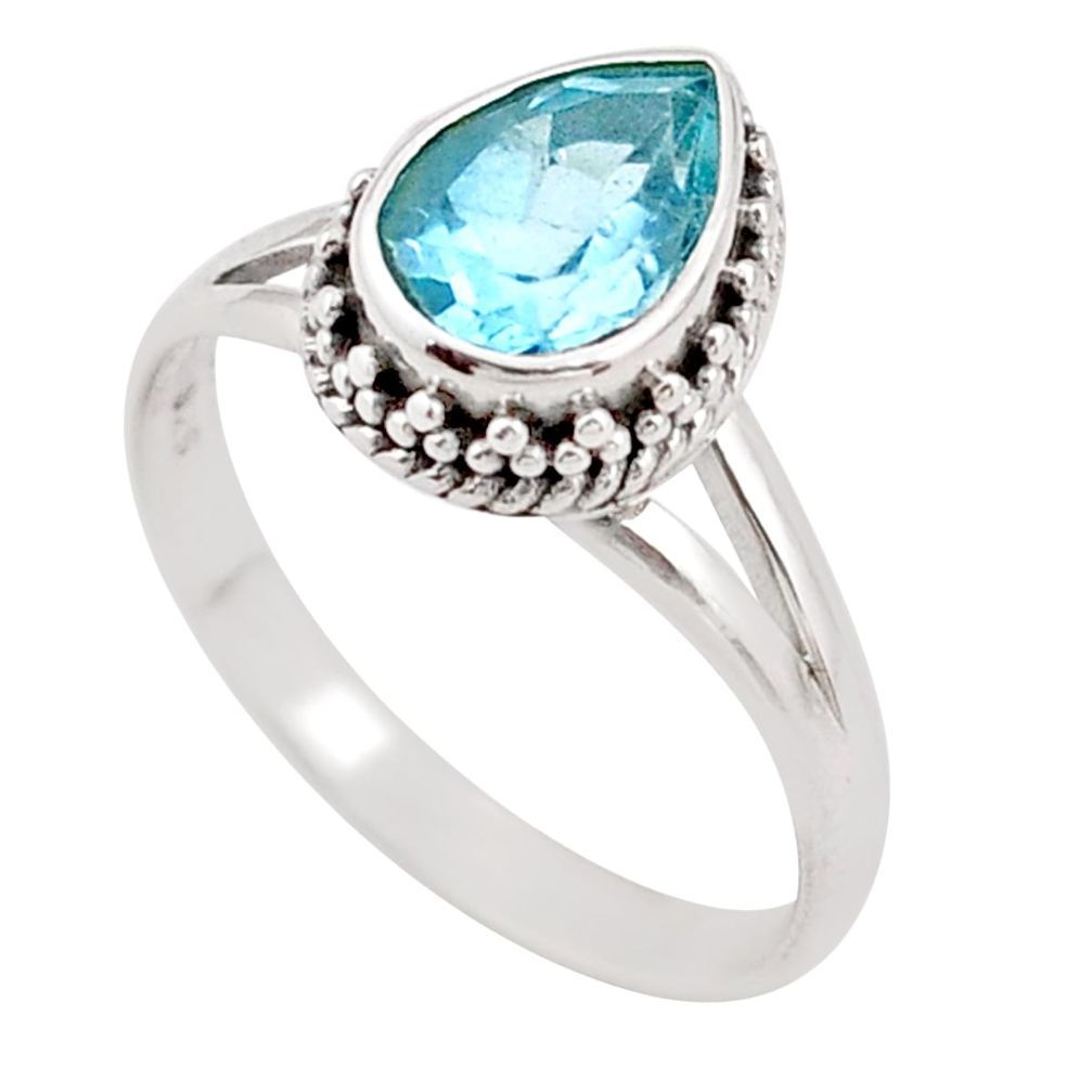 2.76cts solitaire natural blue topaz 925 sterling silver ring size 7 t84417