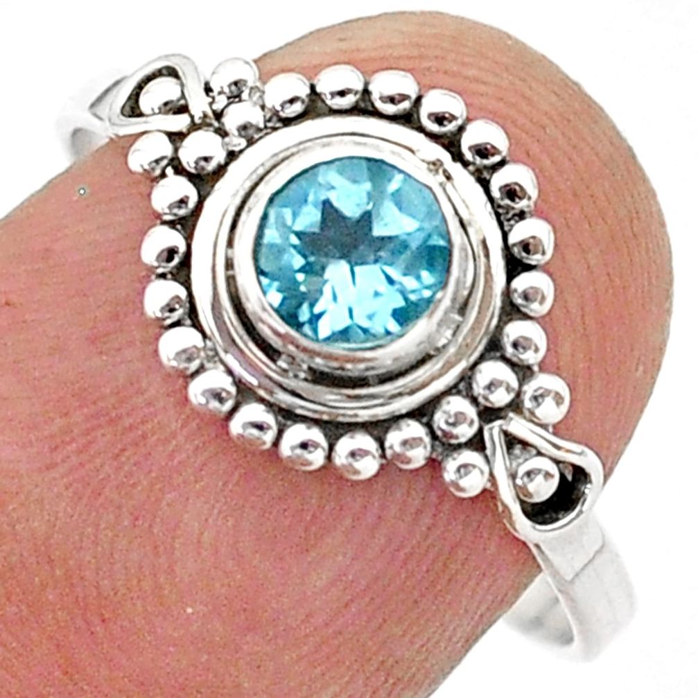 0.99cts solitaire natural blue topaz 925 sterling silver ring size 8 t40037