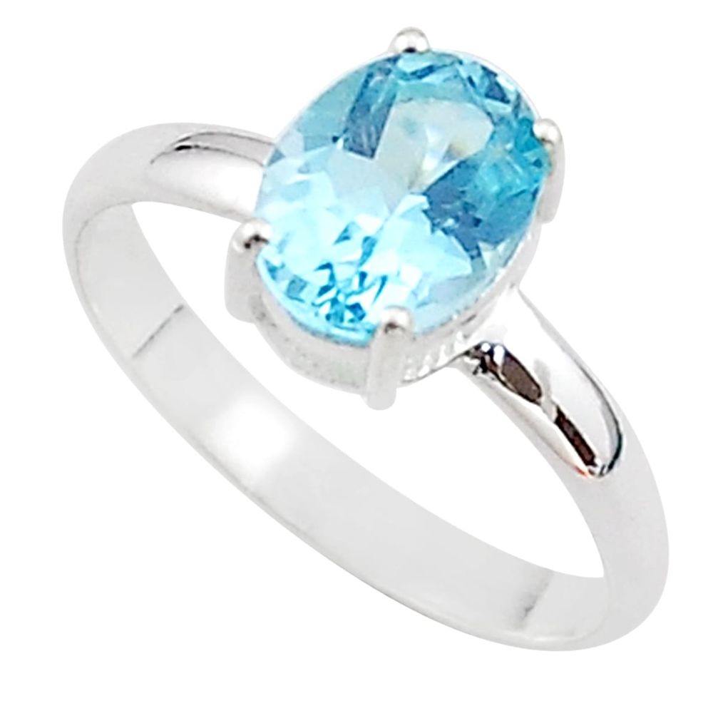 2.73cts solitaire natural blue topaz 925 sterling silver ring size 8 t66821