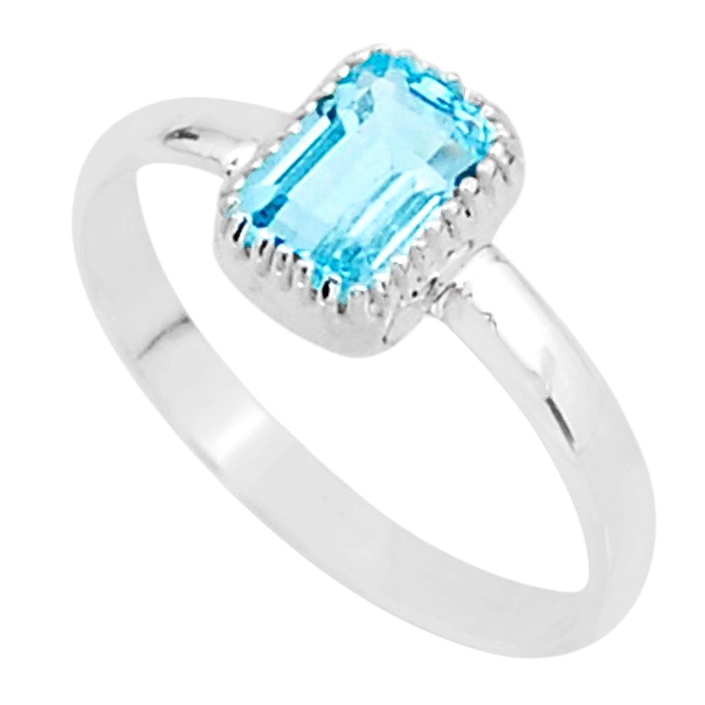 1.52cts solitaire natural blue topaz 925 sterling silver ring size 8 t7406