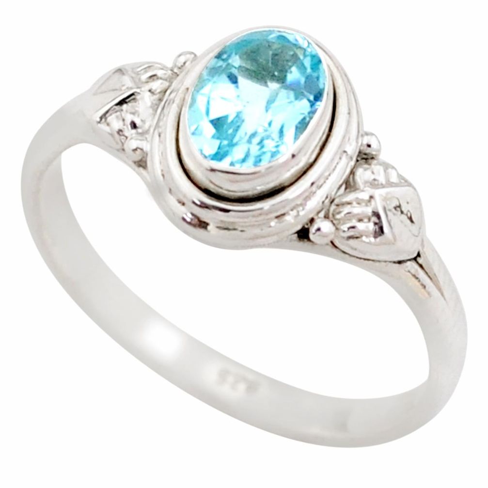 1.56cts solitaire natural blue topaz 925 sterling silver ring size 8 t79672
