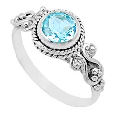 1.06cts solitaire natural blue topaz 925 sterling silver ring size 8 u15476