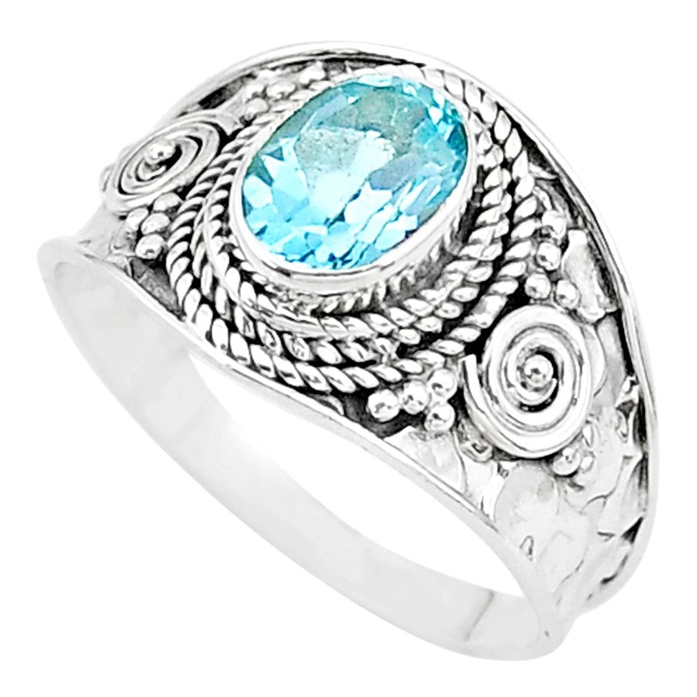 2.20cts solitaire natural blue topaz 925 sterling silver ring size 9 t10179