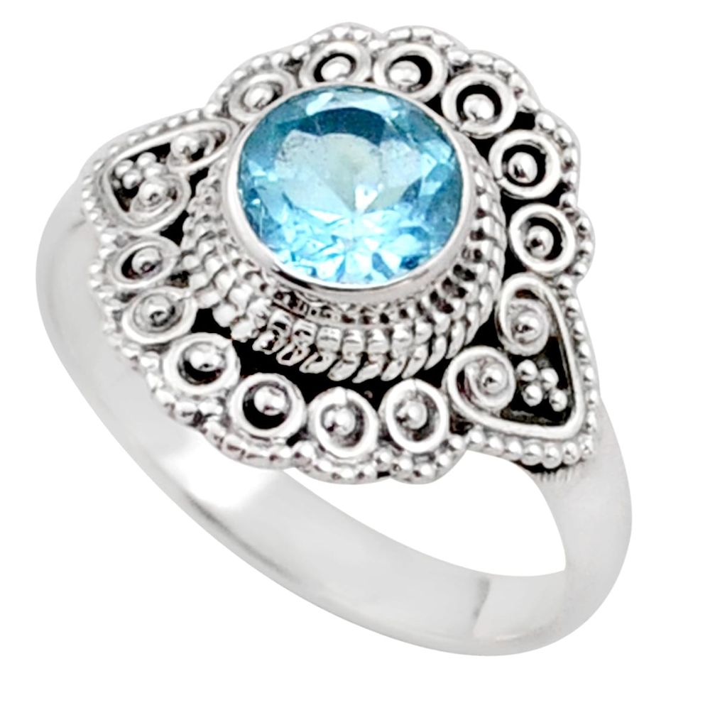 2.41cts solitaire natural blue topaz 925 sterling silver ring size 9 t81836