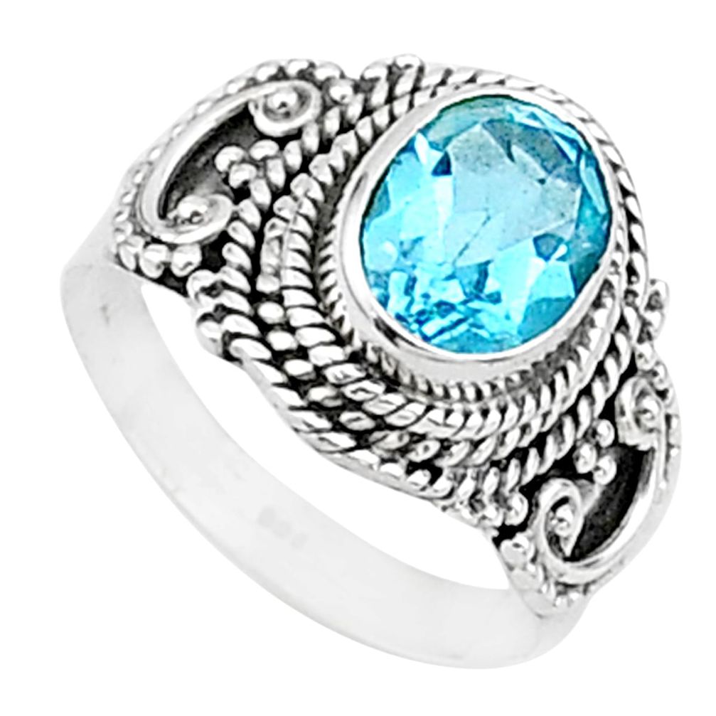 3.09cts solitaire natural blue topaz 925 sterling silver ring size 6.5 t15461