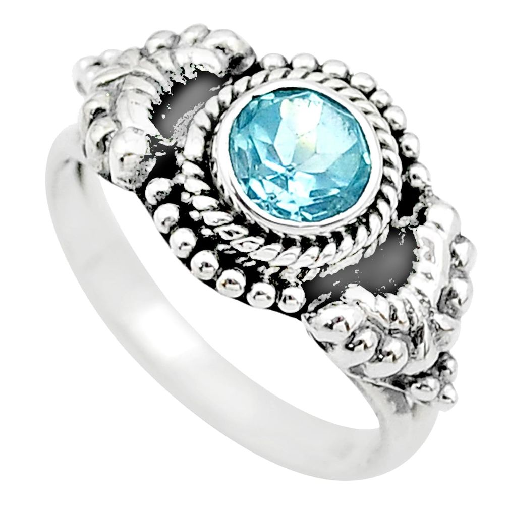 1.16cts solitaire natural blue topaz 925 sterling silver ring size 7.5 t19872