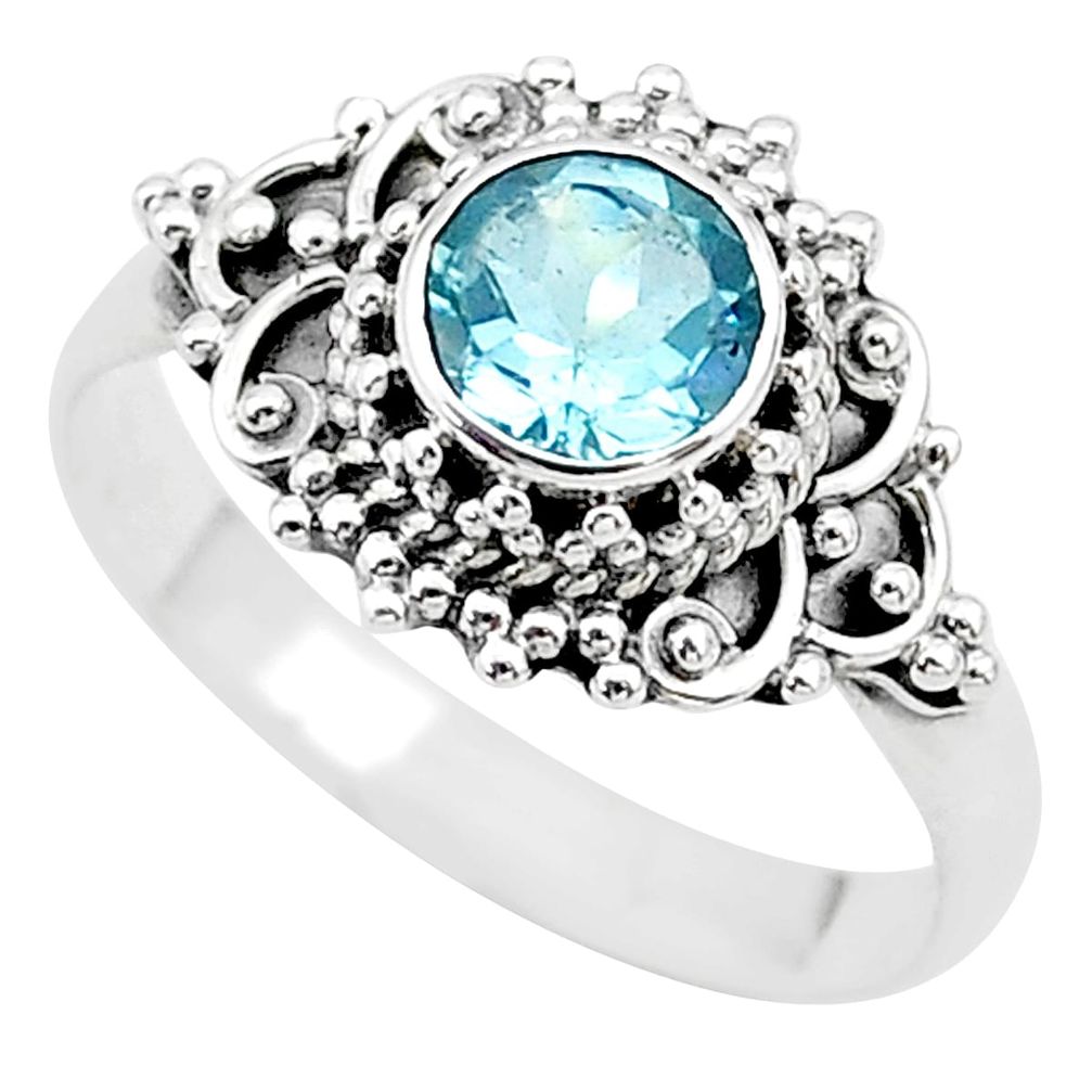1.14cts solitaire natural blue topaz 925 sterling silver ring size 7.5 t19966