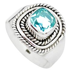 2.69cts solitaire natural blue topaz 925 sterling silver ring size 7.5 t23212