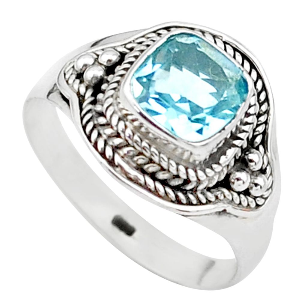 2.51cts solitaire natural blue topaz 925 sterling silver ring size 8.5 t23229