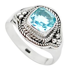 2.51cts solitaire natural blue topaz 925 sterling silver ring size 8.5 t23229
