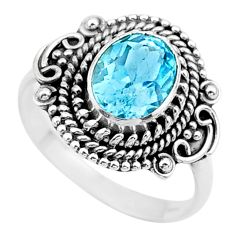 3.01cts solitaire natural blue topaz 925 sterling silver ring size 8.5 t27468