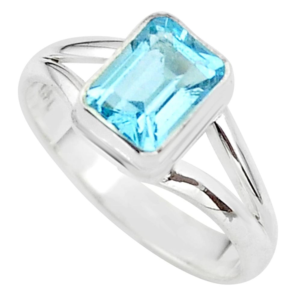 2.14cts solitaire natural blue topaz 925 sterling silver ring size 7.5 t41921