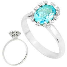 2.42cts solitaire natural blue topaz 925 sterling silver ring size 8.5 t7259