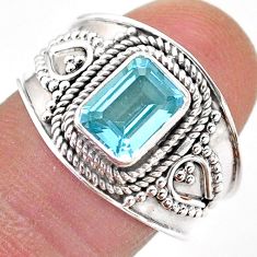 2.04cts solitaire natural blue topaz 925 sterling silver ring size 8.5 t75678