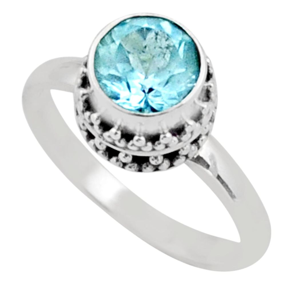 2.43cts solitaire natural blue topaz 925 sterling silver ring size 7.5 t81679