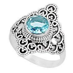 2.53cts solitaire natural blue topaz 925 sterling silver ring size 7.5 t84518