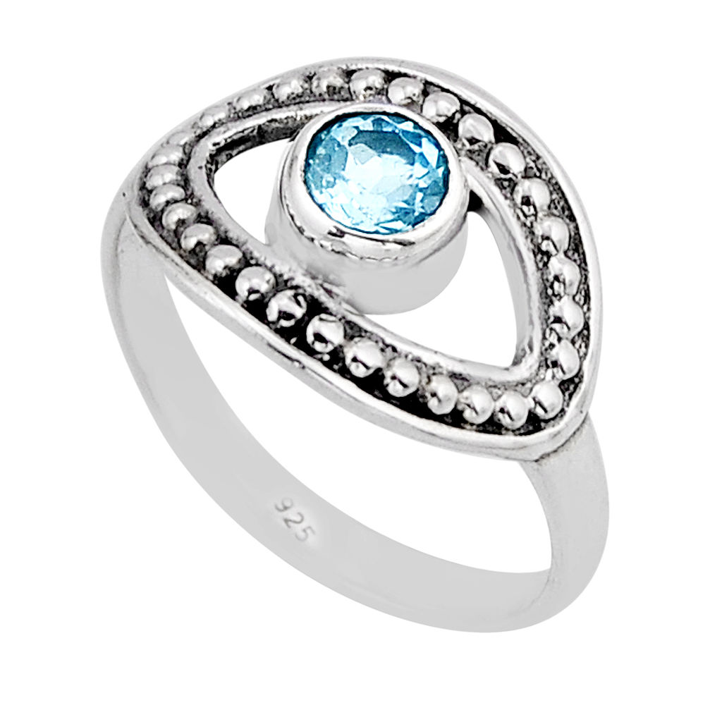 0.77cts solitaire natural blue topaz 925 sterling silver ring size 6.5 y63047