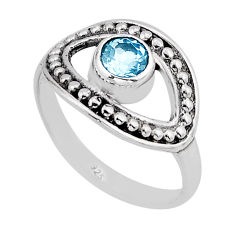 0.77cts solitaire natural blue topaz 925 sterling silver ring size 6.5 y63047