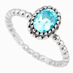 1.63cts solitaire natural blue topaz oval 925 sterling silver ring size 7 t34885