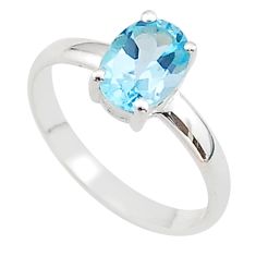 1.92cts solitaire natural blue topaz oval 925 sterling silver ring size 7 t66766