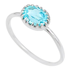 2.31cts solitaire natural blue topaz oval 925 sterling silver ring size 9 t8906