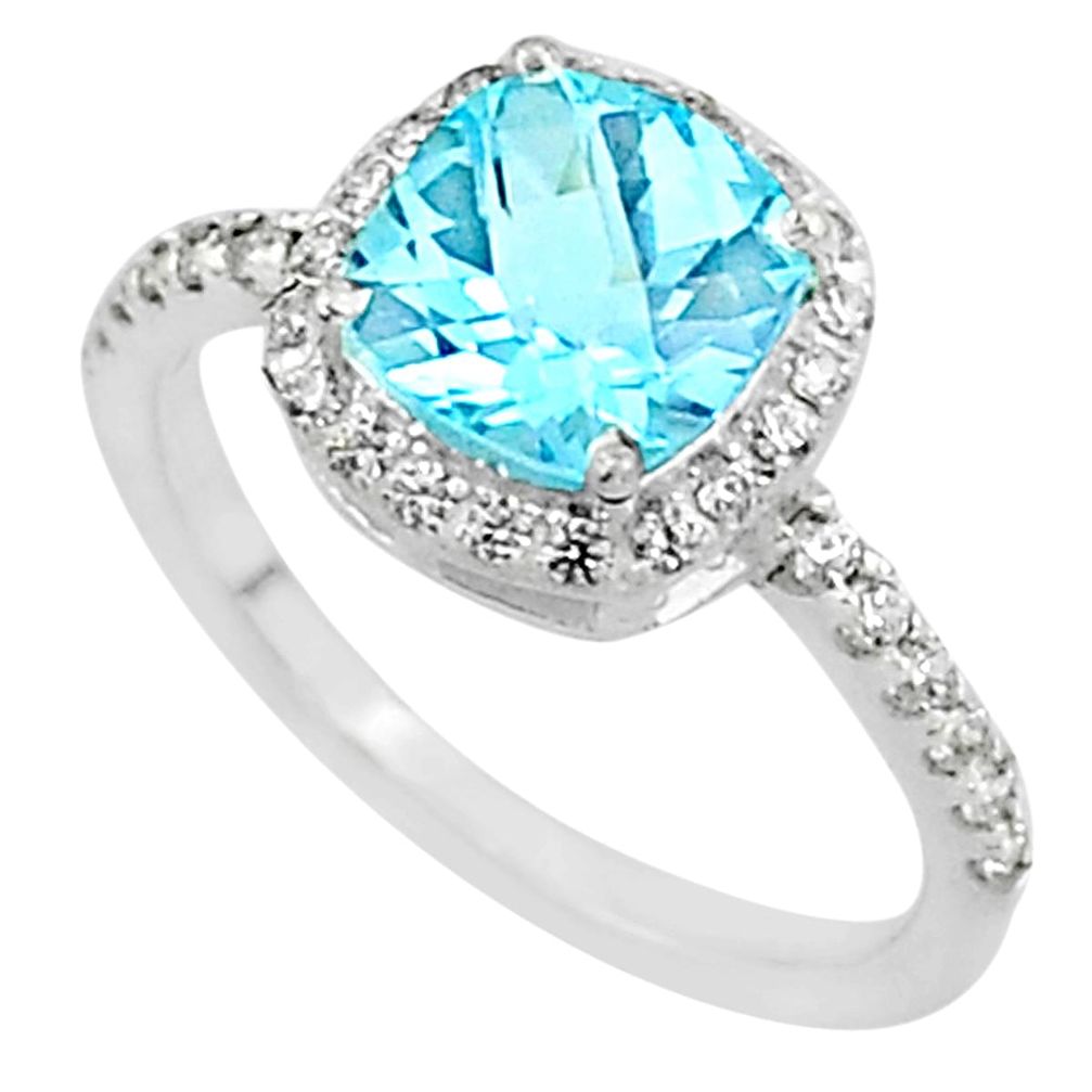 5.18cts solitaire natural blue topaz topaz 925 sterling silver ring size 8 t7333