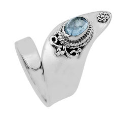 1.43cts solitaire natural blue tourmaline silver adjustable ring size 6 n35391